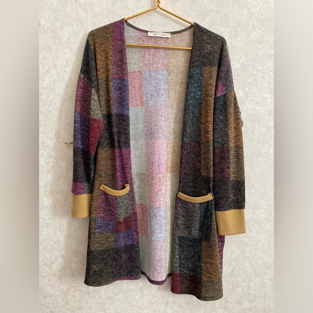 Lime  Chili women's medium long sleeve multi-color cardigan